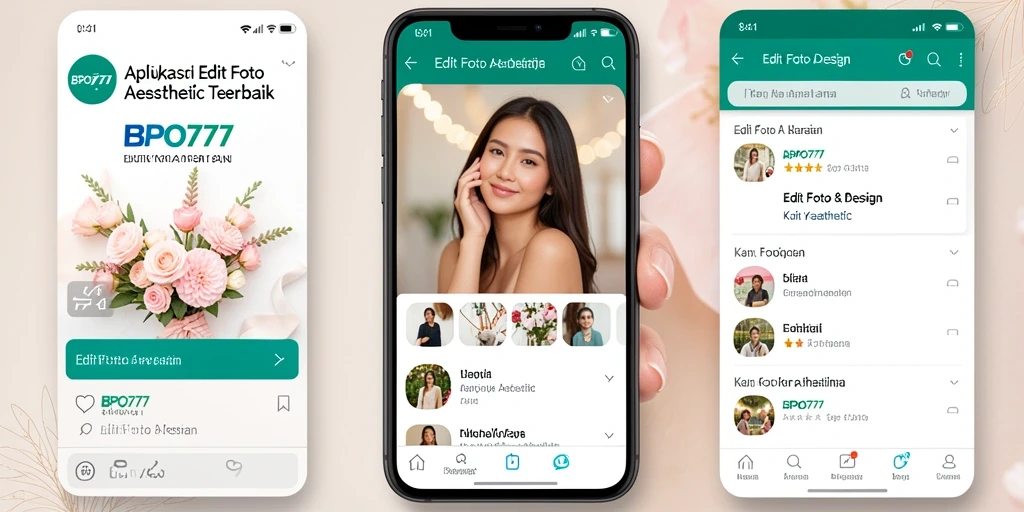 Antarmuka BPO777 dengan fitur Edit Foto Aesthetic yang menarik.