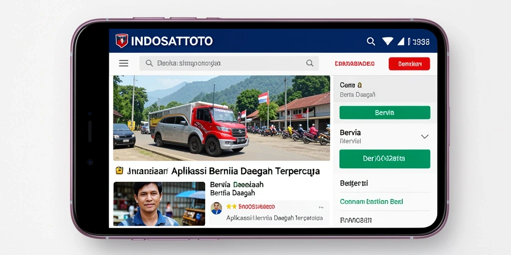 Antarmuka aplikasi <strong>INDOSATTOTO</strong> yang menampilkan berita daerah terkini.