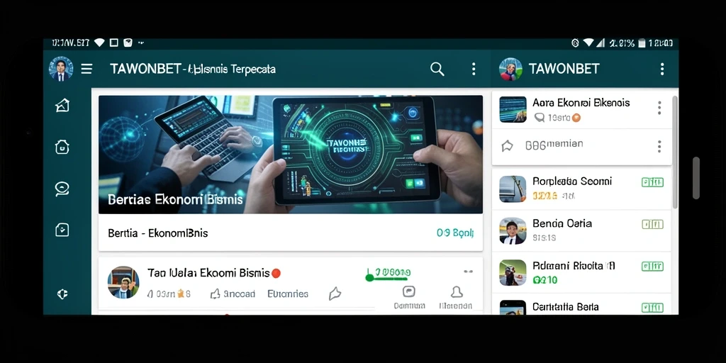 Antarmuka aplikasi TAWONBET yang menampilkan berita ekonomi bisnis terbaru.